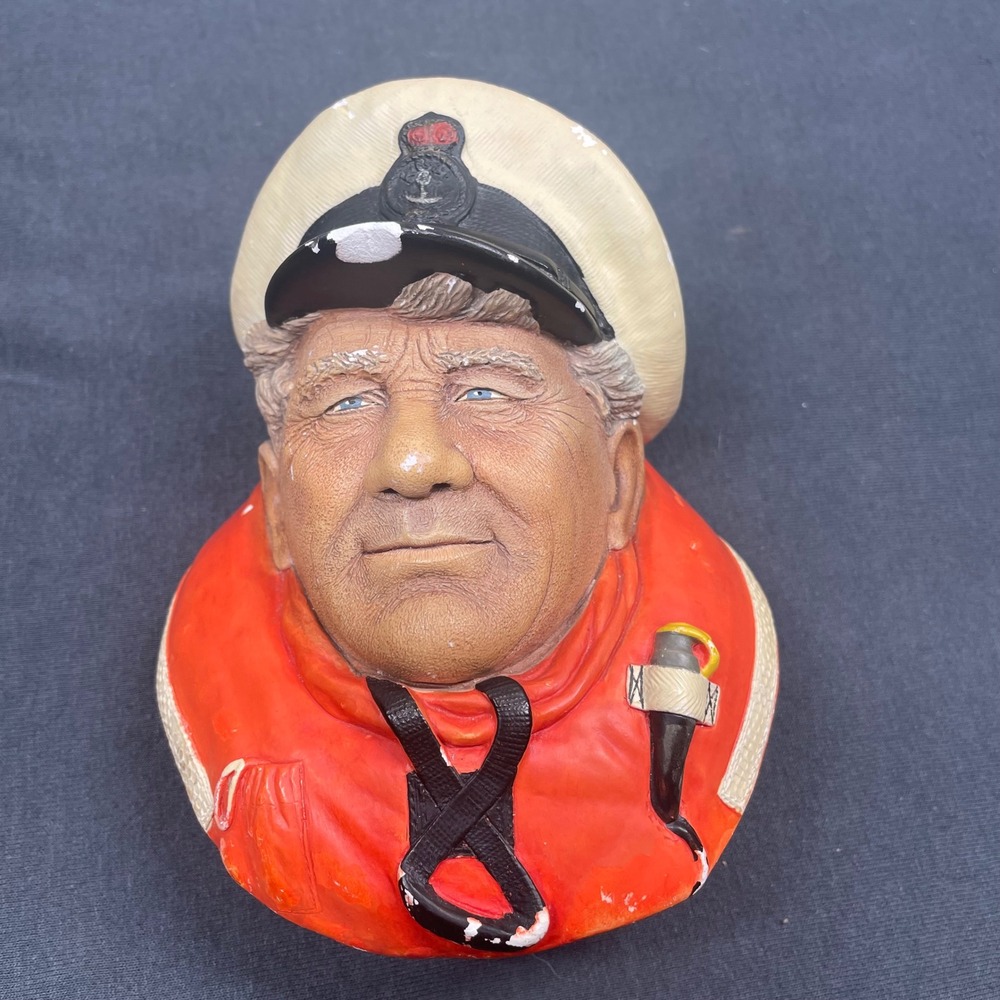 Bossons Lifeboatman Chalkware Head Vintage England Sailor Nautical Decor 5.5in